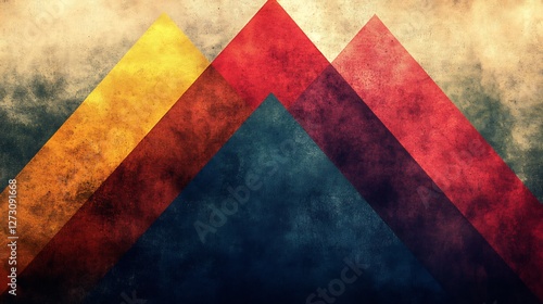 Abstract Colorful Triangles Warm Textured Geometric Art. AI Generated