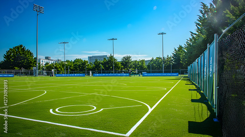 Ultimate Frisbee tournament field with vertical banners along the sidelines for sports promotions.
