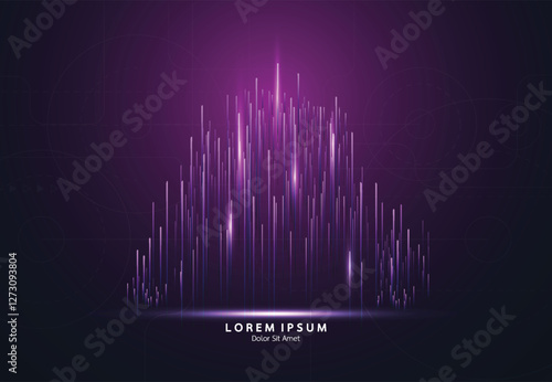 Lines composed of glowing backgrounds. Digital high tech city concept. Future urban architecture neon light. Vector illustration