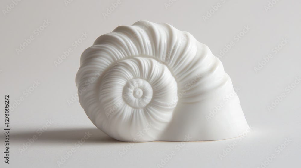 Tiny white seashell with gentle curves, isolated on a plain white background. Tiny white seashell with gentle curves, isolated on a plain white background.