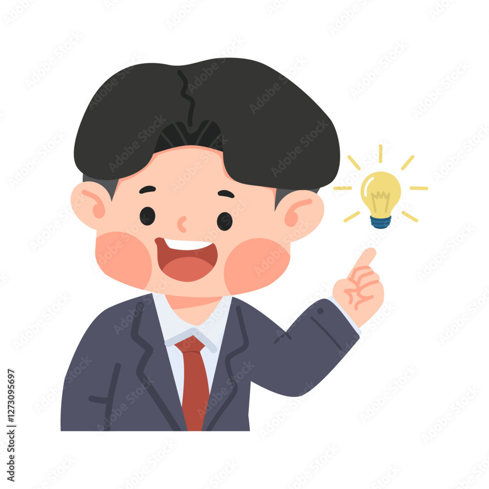 Business man stands with lightbulb Business man stands with lightbulb