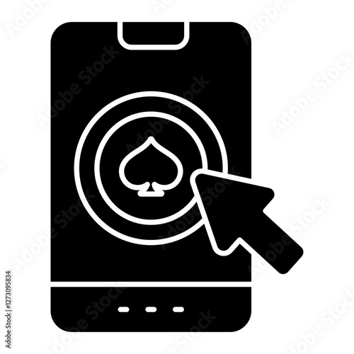 A flat design icon of mobile poker card
