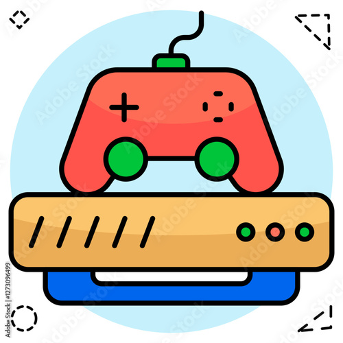 A colored design icon of gamepad