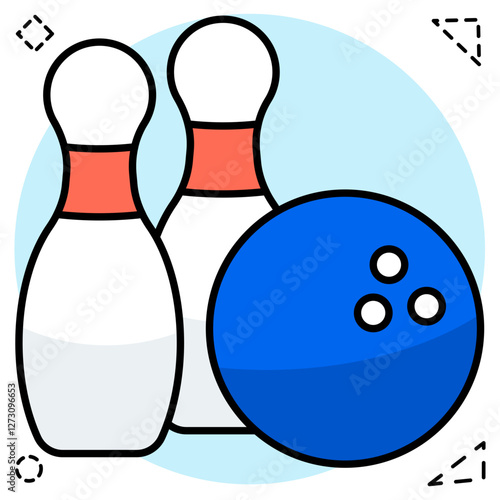 Skittles with ball showcasing concept of bowling game