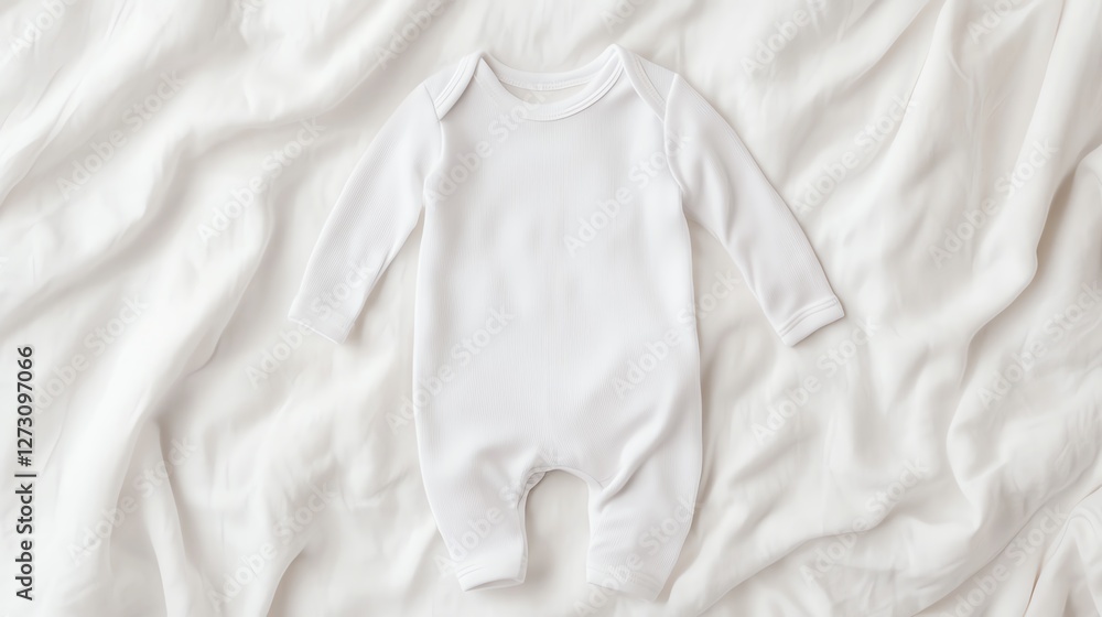 Obraz premium Neutral cozy white kids pajamas mockup, warm and simple bedtime essentials