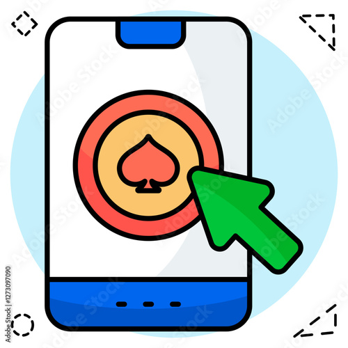 A flat design icon of mobile poker card