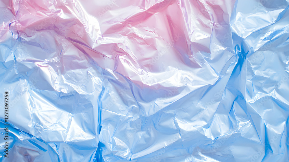Obraz premium Iridescent plastic texture with pink and blue gradient color, perfect for backdrops