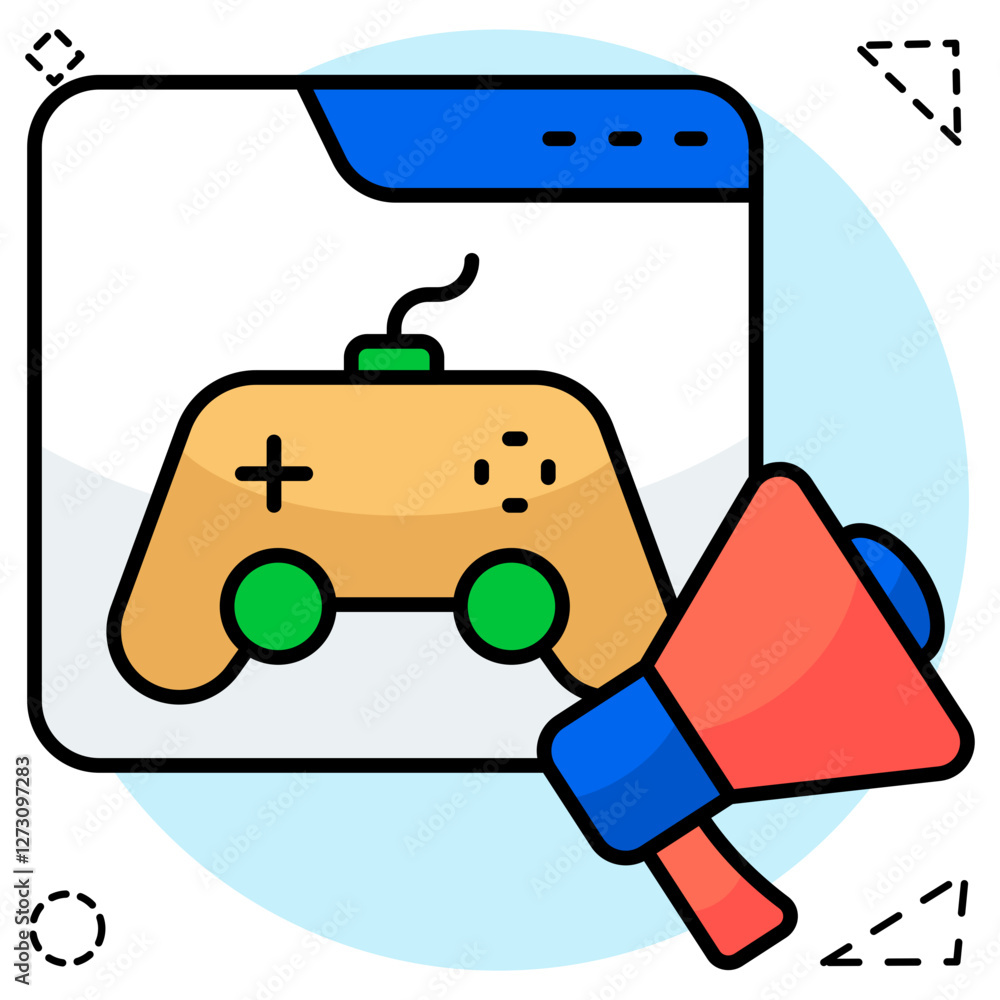 Modern design icon of video game promotion website Modern design icon of video game promotion website