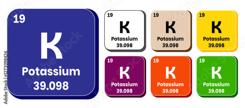 K, Potassium element vector icon set, periodic table element. Vector illustration EPS 10 File. Isolated on white background.