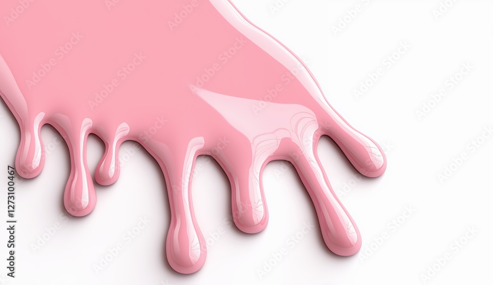Pink Liquid Dripping on White Background Pink Liquid Dripping on White Background