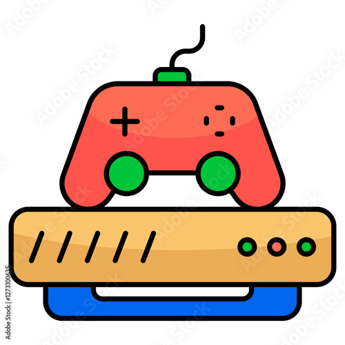 A colored design icon of gamepad