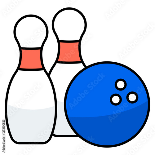 Skittles with ball showcasing concept of bowling game