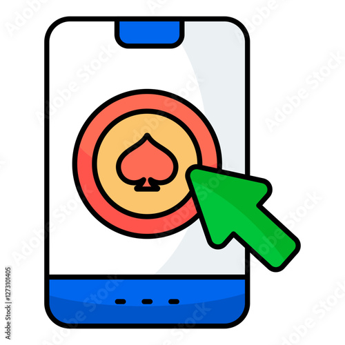 A flat design icon of mobile poker card