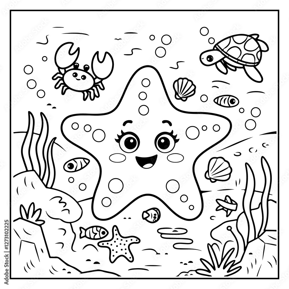 Fototapeta premium Ocean Of Fun Bold and Easy Coloring Book For Kids and Adults