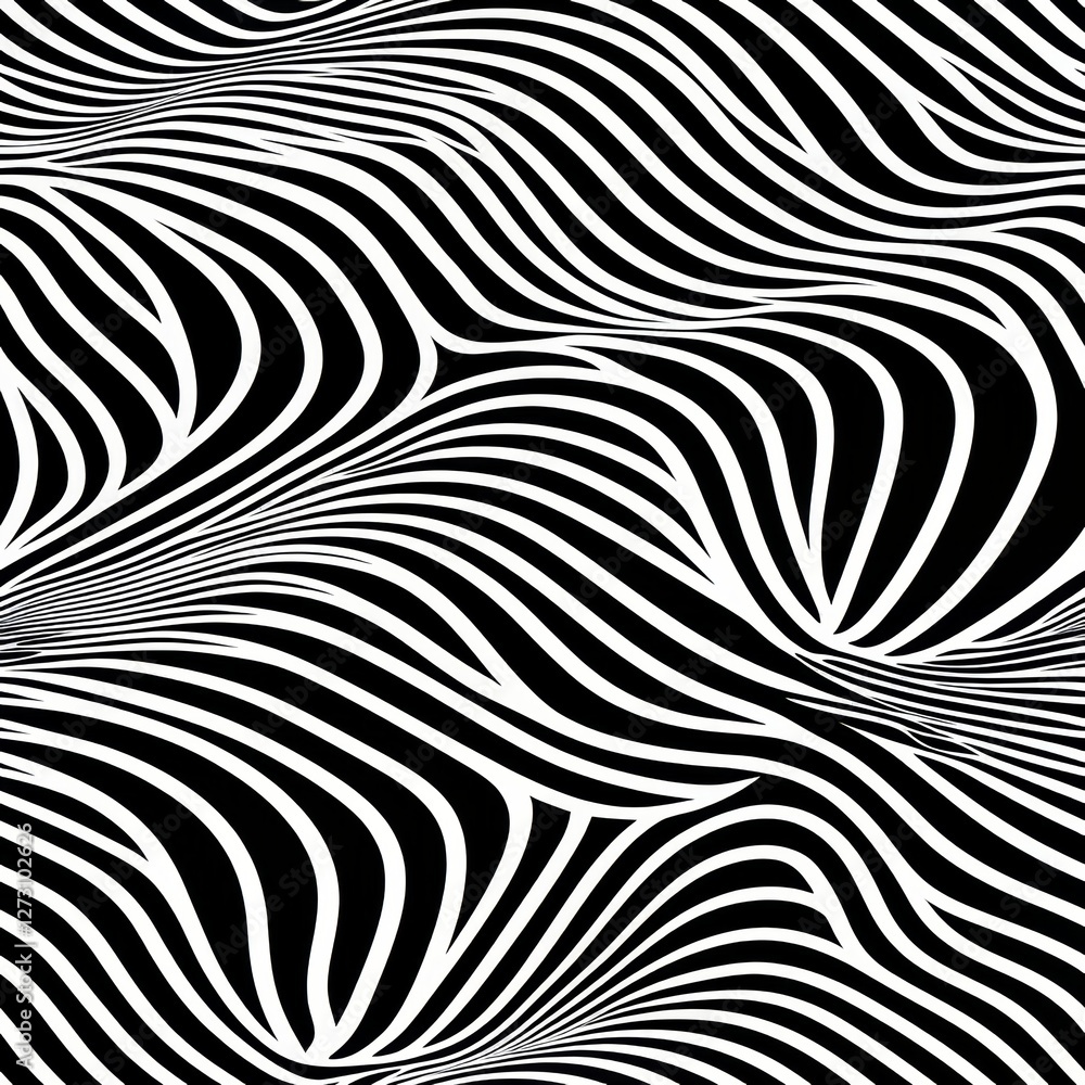 Fototapeta premium Mesmerizing Abstract Black and White Optical Illusion Zebra Pattern Art