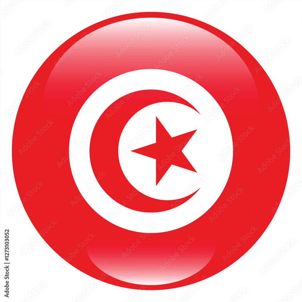 Fototapeta premium Tunisia circle flag logo icon digital vector illustration
