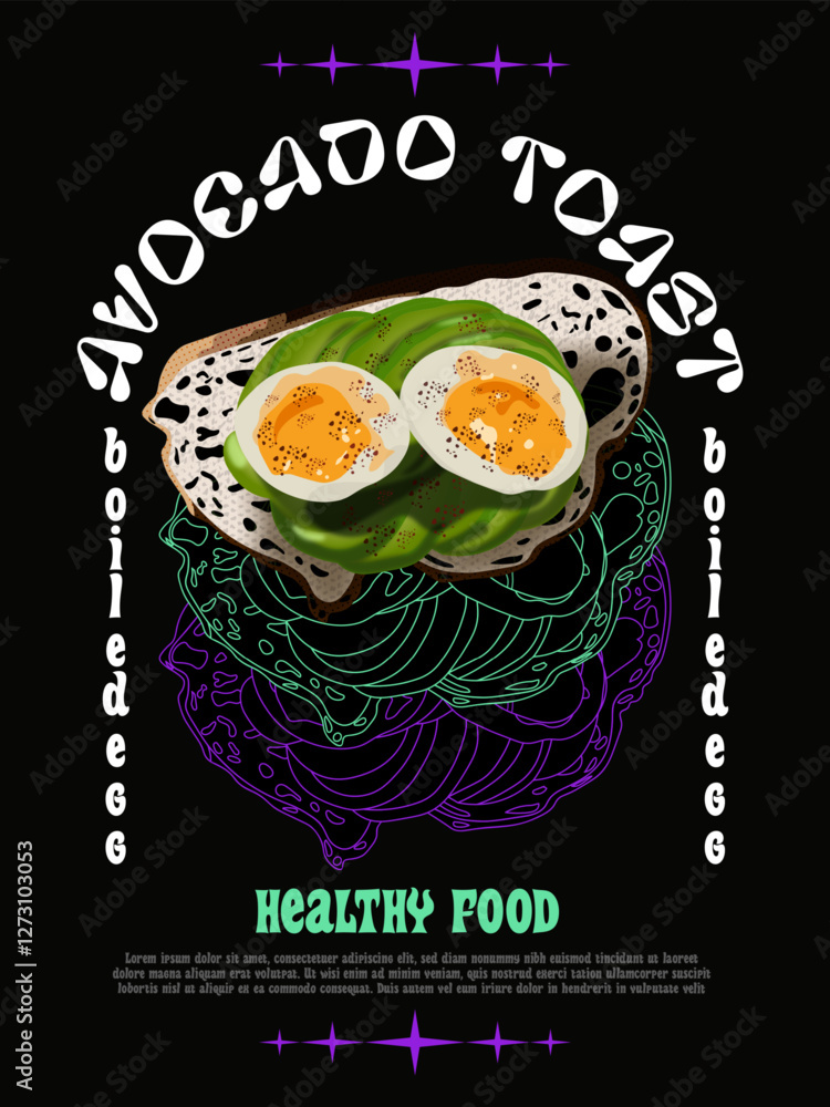 avocado toast with hard boiled egg kitchen or foodies wall poster and tshirt clothing design avocado toast with hard boiled egg kitchen or foodies wall poster and tshirt clothing design