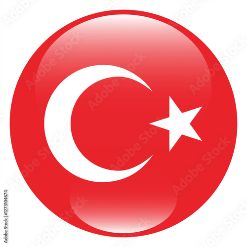 Turkey circle flag logo icon digital vector illustration