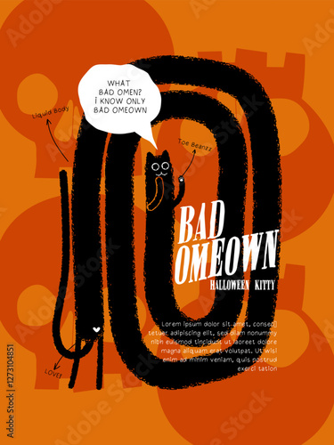 bad omen cat cute wall poster design shirt design