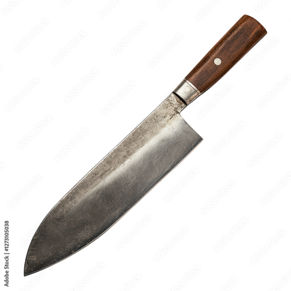 High-Quality Chef Knife with Wooden Handle on a Transparent Background for Culinary Design Projects High-Quality Chef Knife with Wooden Handle on a Transparent Background for Culinary Design Projects