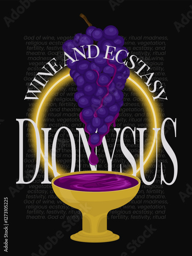 wine and ecstasy Dionysus grape and wine wall poster shirt design