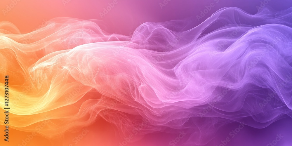 Obraz premium Abstract colorful smoke waves in shades of orange, pink, and purple blending together in a soft, flowing motion, creating a vibrant and dreamy background