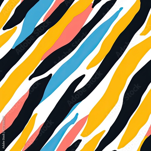 Bold Color Blocked Tiger Stripes Seamless Pattern Design for Fashion and Interiors
