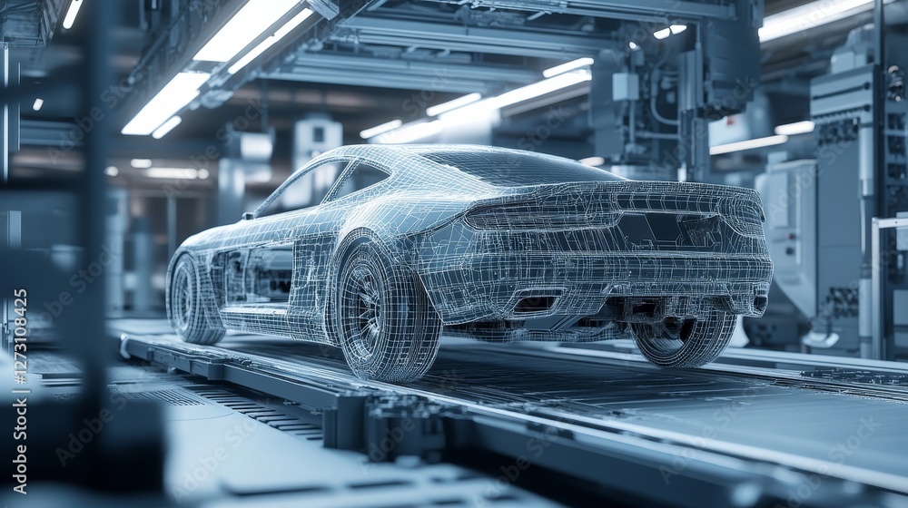 Obraz premium Car Factory Automotive Computer 3D CAD, 