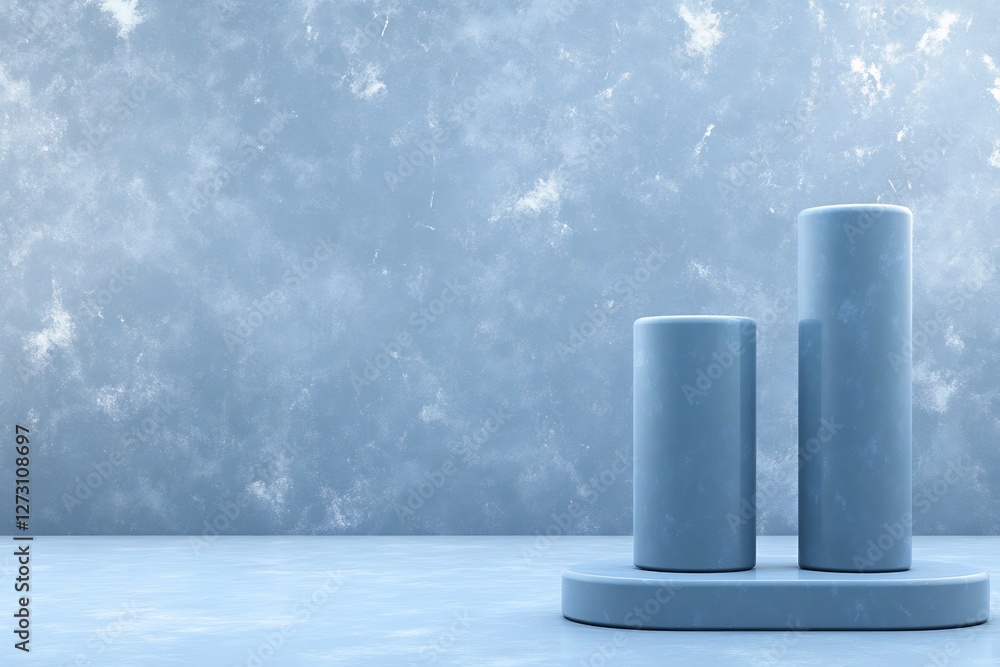 Serene Blue Cylinders Minimalist Product Display. AI Generated Serene Blue Cylinders Minimalist Product Display. AI Generated