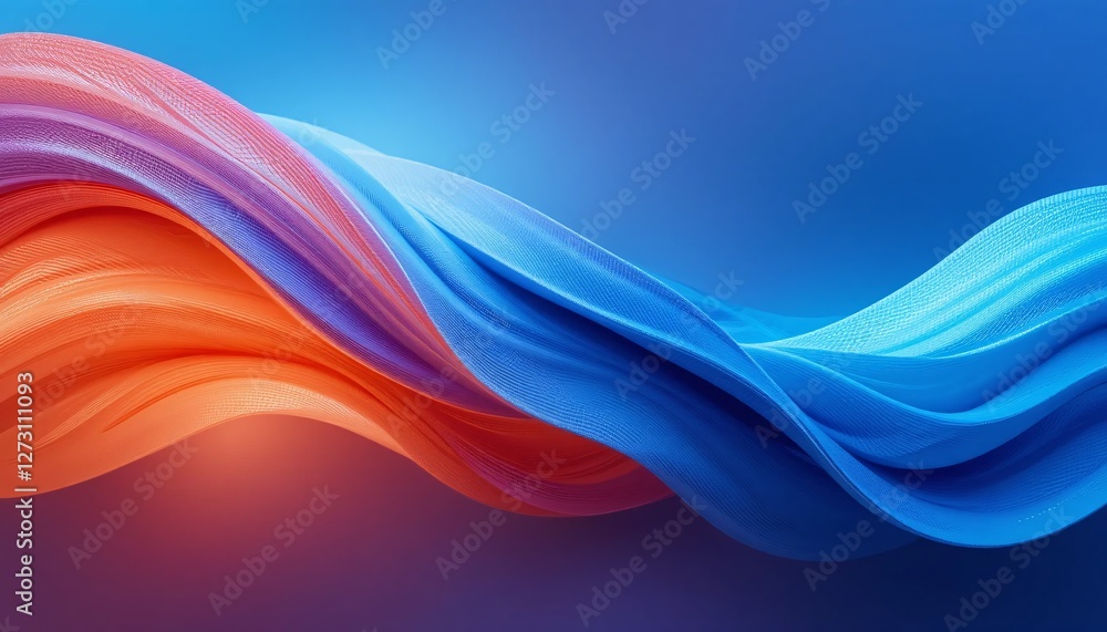 Flowing Abstract Wave Design. Smooth Lines Create a Dynamic Pattern. Orange, Purple, and Blue Colors Blend Seamlessly. Gradient Background Enhances Depth. Movement and Tranquility Evoked. Silk or Flowing Abstract Wave Design. Smooth Lines Create a Dynamic Pattern. Orange, Purple, and Blue Colors Blend Seamlessly. Gradient Background Enhances Depth. Movement and Tranquility Evoked. Silk or