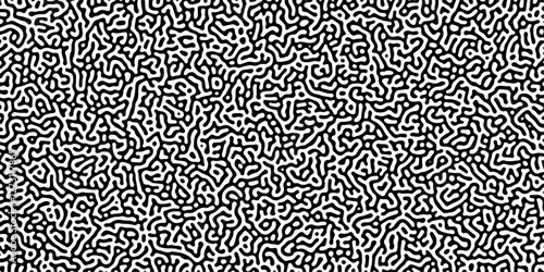 Turing reaction diffusion monochrome seamless pattern with chaotic motion .Linear design with biological shapes. Organic lines in memphis. abstract turing organic wallpaper background .	