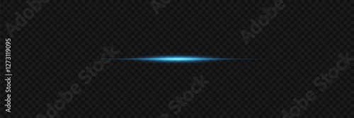 Horizontal light effect of flash. The glare of line and light. On a transparent background.