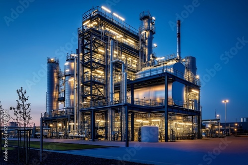 Wallpaper Mural Petrochemical pipeline framework outlined against a deepening twilight sky Torontodigital.ca