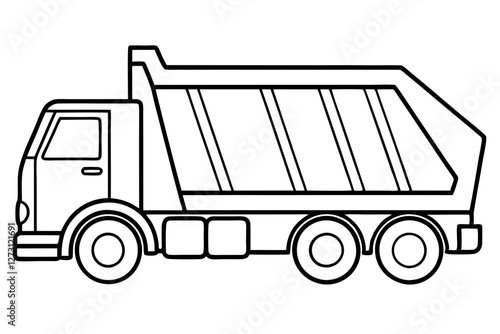 Trash Truck Line Drawing Illustration