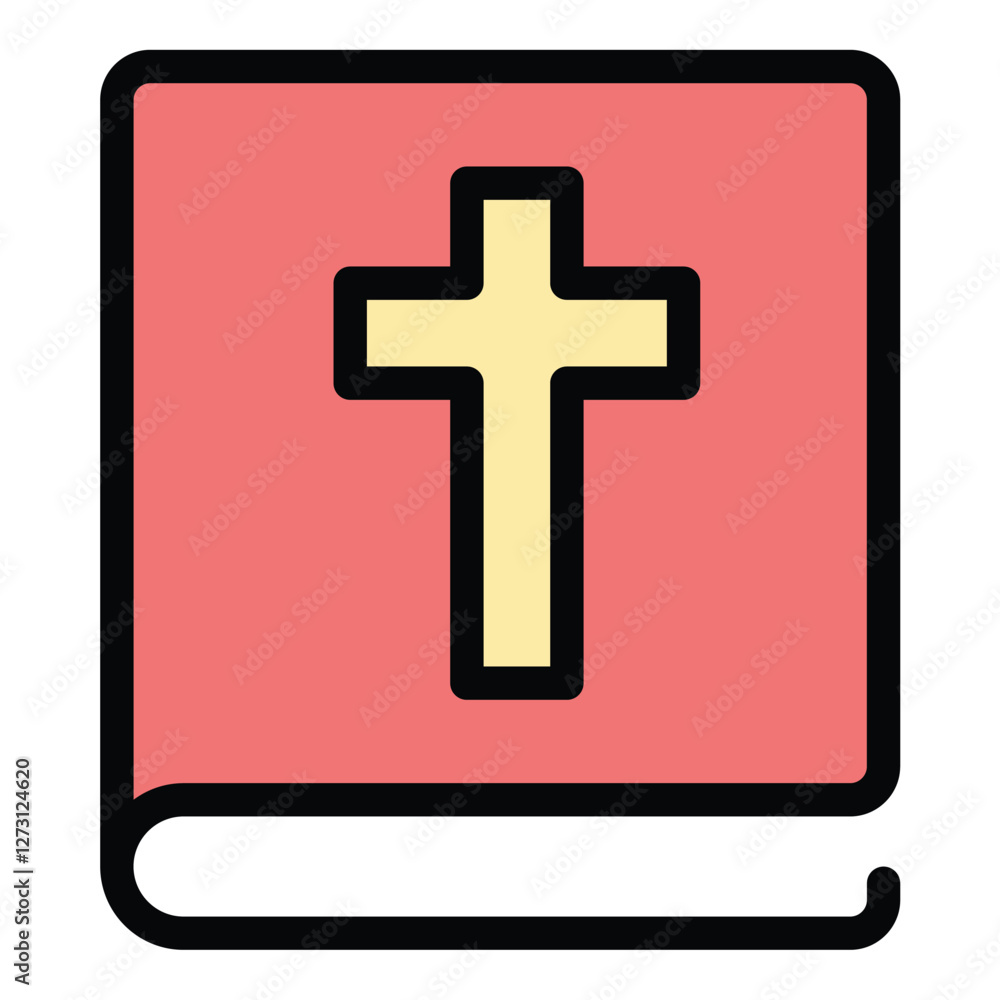 Bible Icon Sacred Scripture in Flat Line Color Style Bible Icon Sacred Scripture in Flat Line Color Style