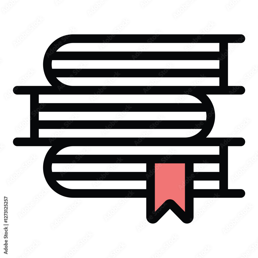 Books Icon Knowledge and Learning in Flat Line Color Style Books Icon Knowledge and Learning in Flat Line Color Style