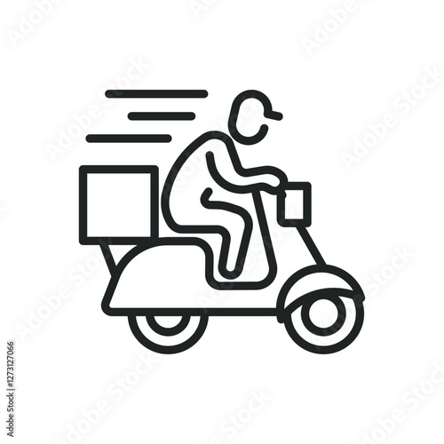 Motorcycle courier thin line icons. Editable stroke and Perfect pixel on transparent background 