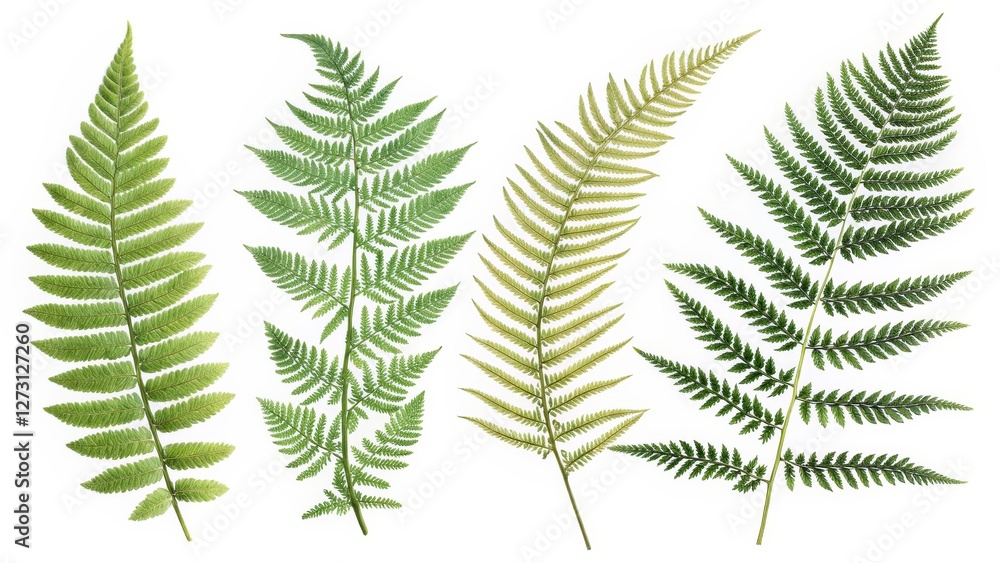 Four Pressed Fern Fronds Botanical Illustration, Green Hues, Nature Photography, White Background, Plant Composition Fern, Botanical Illustration Four Pressed Fern Fronds Botanical Illustration, Green Hues, Nature Photography, White Background, Plant Composition Fern, Botanical Illustration