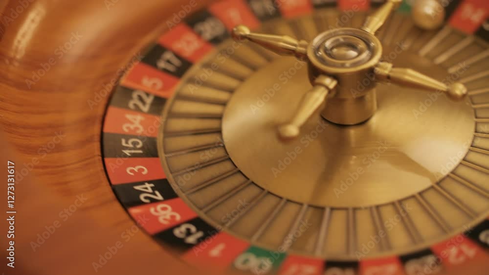 Roulette ball landing on number in casino Roulette ball landing on number in casino