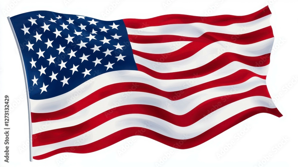Fototapeta premium United States Flag Waving Proudly Illustration of Patriotism Symbol