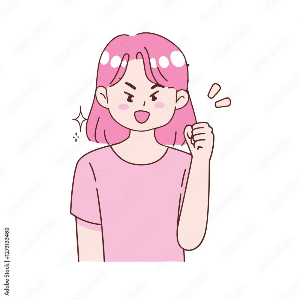 Determined Pink Haired Girl Shows Her Strength Determined Pink Haired Girl Shows Her Strength