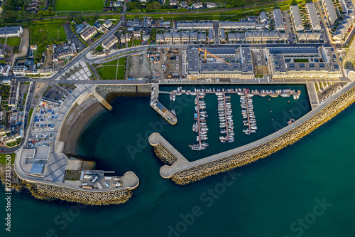 Obraz na plátně Aerial View Over Greystones Marina, County Wicklow, Ireland