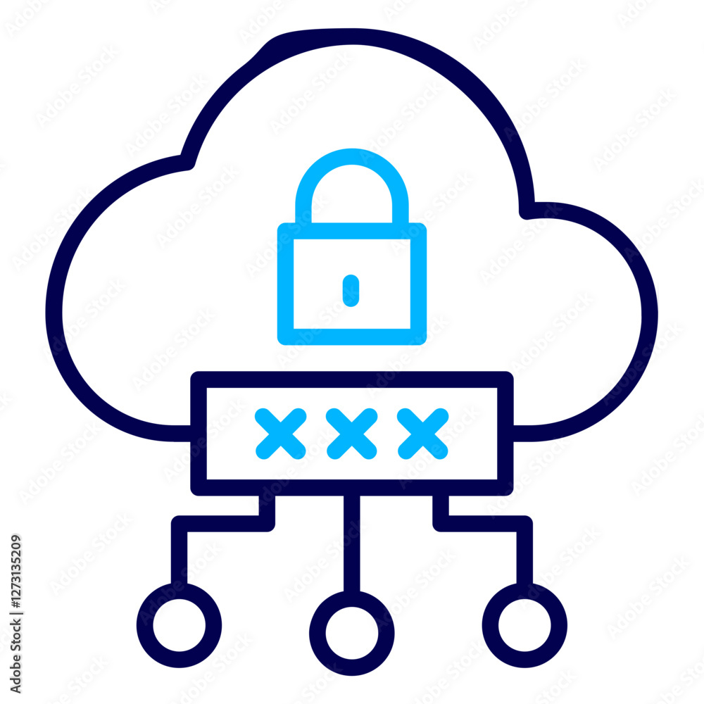 Cloud computing Lock Outline Color icon Cloud computing Lock Outline Color icon
