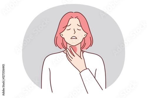 Woman Experiencing Sore Throat Discomfort Illness