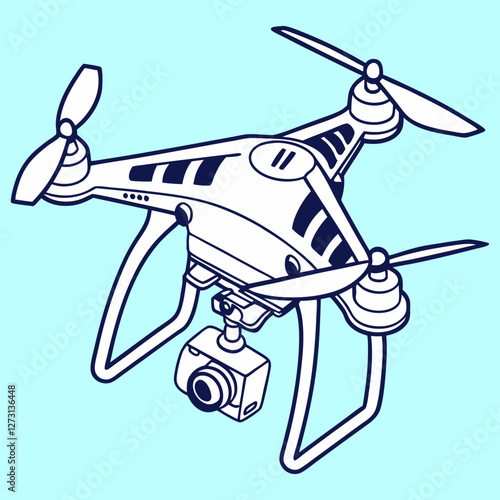 Drone Outline – Modern UAV Illustration with Camera