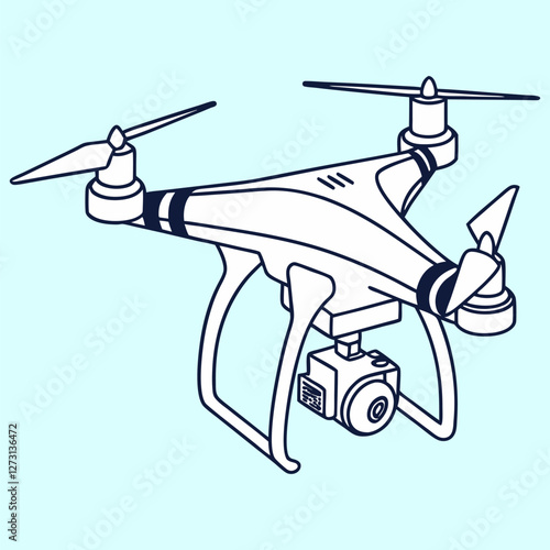 Drone Outline – Modern UAV Illustration with Camera