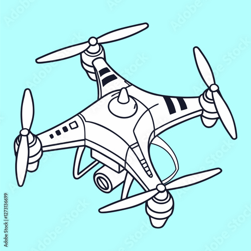 Drone Outline – Modern UAV Illustration with Camera