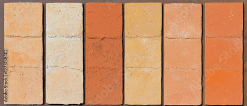 Wallpaper Mural Six rectangular tiles in varying shades of orange and beige Torontodigital.ca