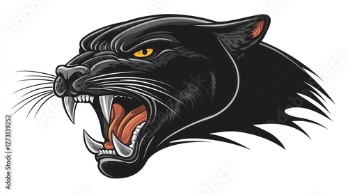 Wallpaper Mural Roaring panther head profile, white background, graphic design, logo Torontodigital.ca