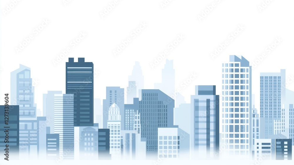 Cityscape skyline, urban buildings, morning mist, panoramic view, website banner Cityscape skyline, urban buildings, morning mist, panoramic view, website banner